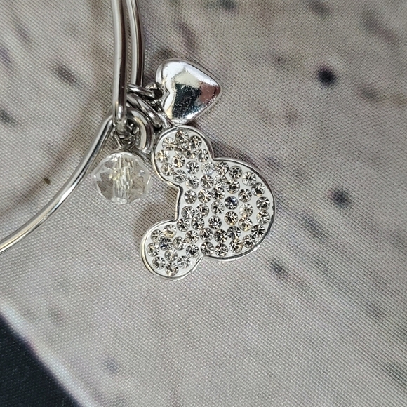 LA Rocks Disney Rocks Crystal Stainless Steel Mickey Mouse Bangle Bracelet - Picture 3 of 5